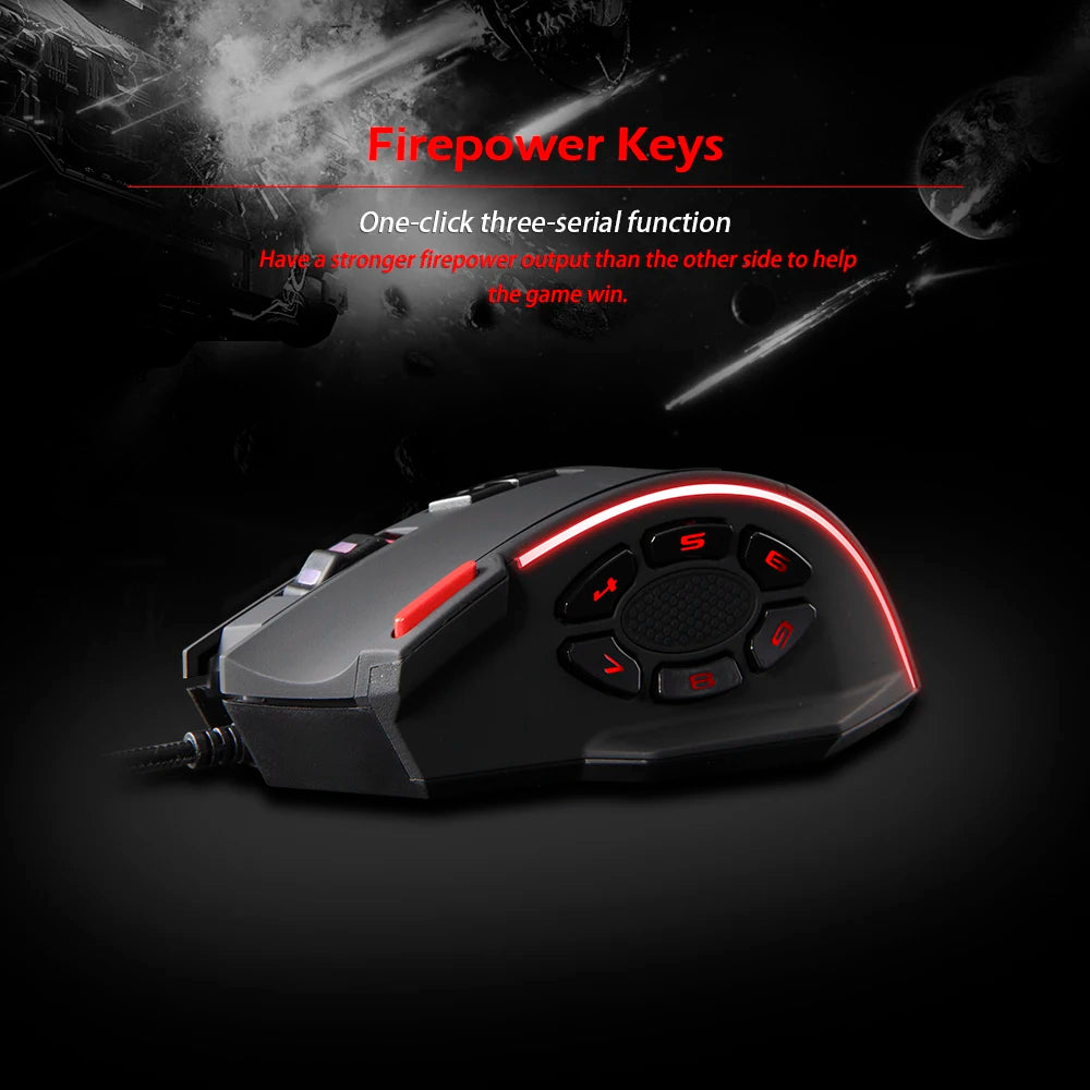 ZELOTES C-13 RGB Gaming Mouse with Side Buttons Macro Programming 10000DPI Adjustable 13 Key Wired USB Backlit Mouse for Desktop