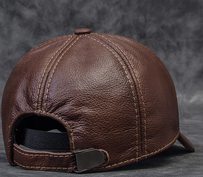 2025 Male Genuine Leather Cowhide 56-60CM Black/Brown Baseball Caps Eagle Print For Man Casual Street Gf Gorras Dad Hat