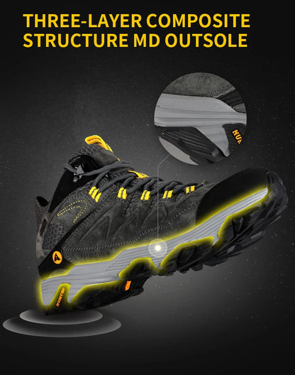 HUMTTO Waterproof Sneakers for Men Hiking Shoes Leather Trekking Boots Women Camping Hunting Mens Mountain Tactical Ankle Boots
