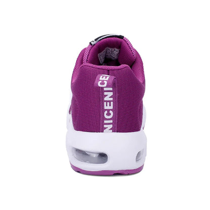 Fashion Women's Lightweight Sneakers Running Outdoor Sports Breathable Mesh Comfortable Air Cushion Lace-Up Shoes