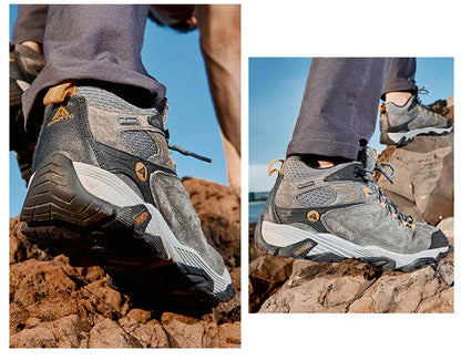 HUMTTO Waterproof Sneakers for Men Hiking Shoes Leather Trekking Boots Women Camping Hunting Mens Mountain Tactical Ankle Boots