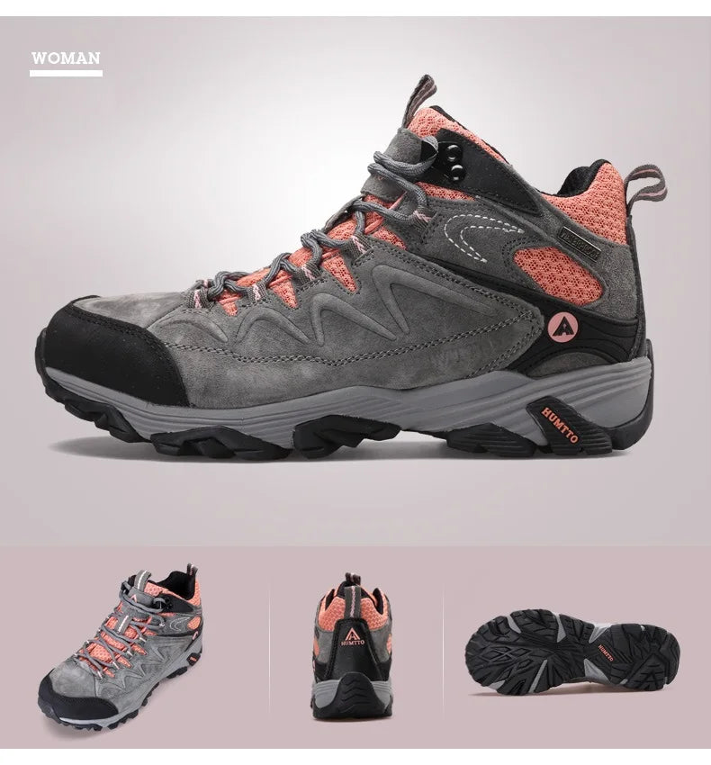 HUMTTO Waterproof Sneakers for Men Hiking Shoes Leather Trekking Boots Women Camping Hunting Mens Mountain Tactical Ankle Boots