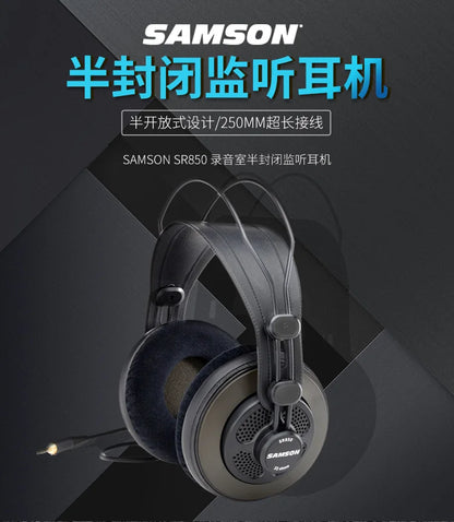 Original Samson SR850 monitoring HIFI headset Semi-Open-Back Headphones for Studio, with leather earcup,without retail box