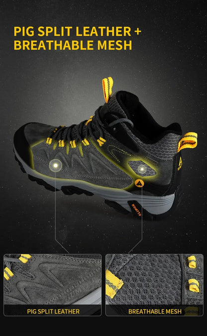HUMTTO Waterproof Sneakers for Men Hiking Shoes Leather Trekking Boots Women Camping Hunting Mens Mountain Tactical Ankle Boots