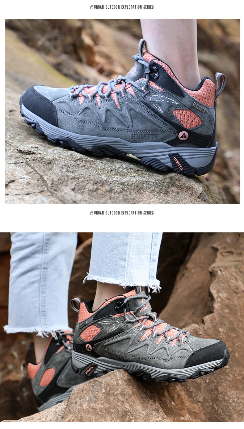 HUMTTO Waterproof Sneakers for Men Hiking Shoes Leather Trekking Boots Women Camping Hunting Mens Mountain Tactical Ankle Boots