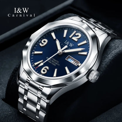 Reloj CARNIVAL Mens Tungsten Mechanical Watch Brand Luxury NH36 Automatic Movement Wristwatches for Men Waterproof Montre Homme