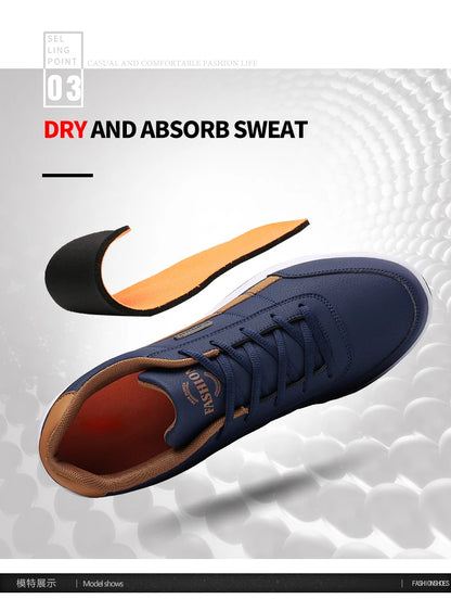 Leather Men Shoes Sneakers Trend Casual Shoe Italian Breathable Leisure Male Sneakers Non-slip Footwear Men Vulcanized Shoes