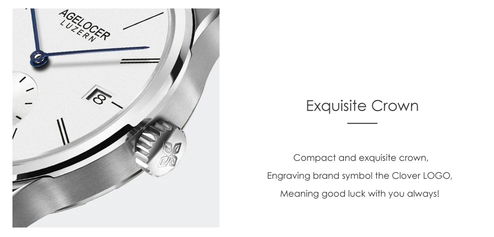 AGELOCER Original Budapest Watch Lady Leather Watch Strap Simple Big Calendar Automatic Mechanical Watch Birthday Gift for Women