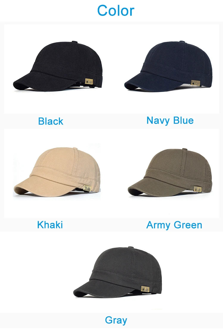 Short Brim Baseball Cap Cotton Men Women Soft Vintage Dad Hat Adjustable Trucker Style Low Profile Caps