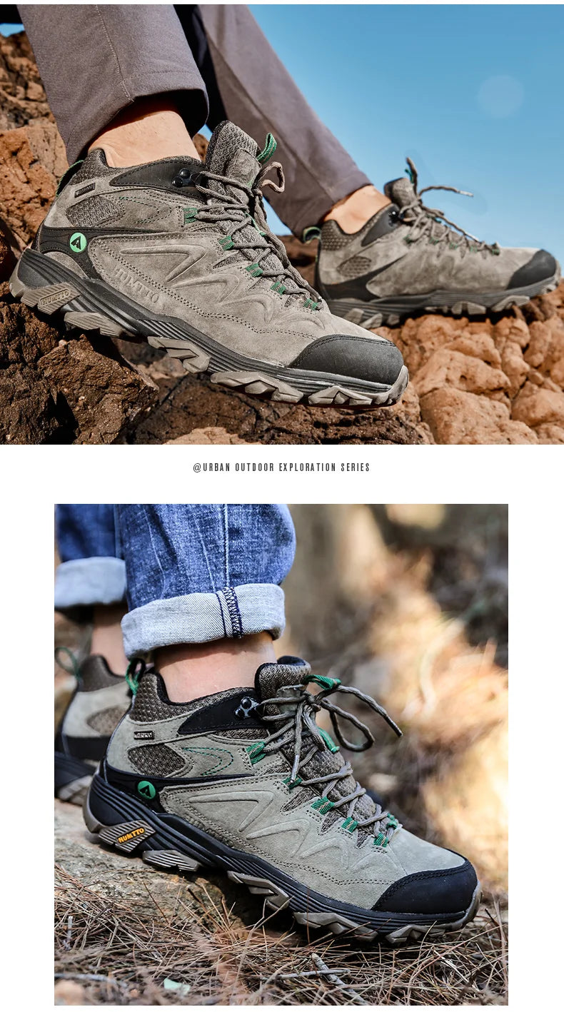 HUMTTO Waterproof Sneakers for Men Hiking Shoes Leather Trekking Boots Women Camping Hunting Mens Mountain Tactical Ankle Boots