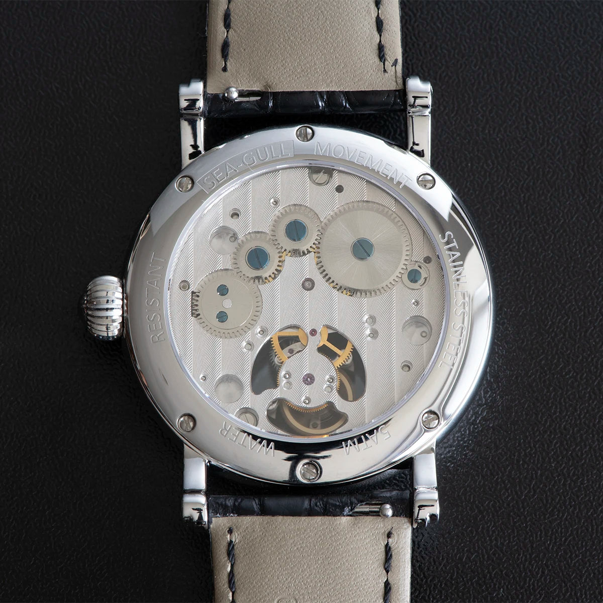 Sugess Seakors Men's Tourbillon Watch Original ST8007 Movement Skeleton Dial Moonphase Wristwatch 316L Case Sapphire