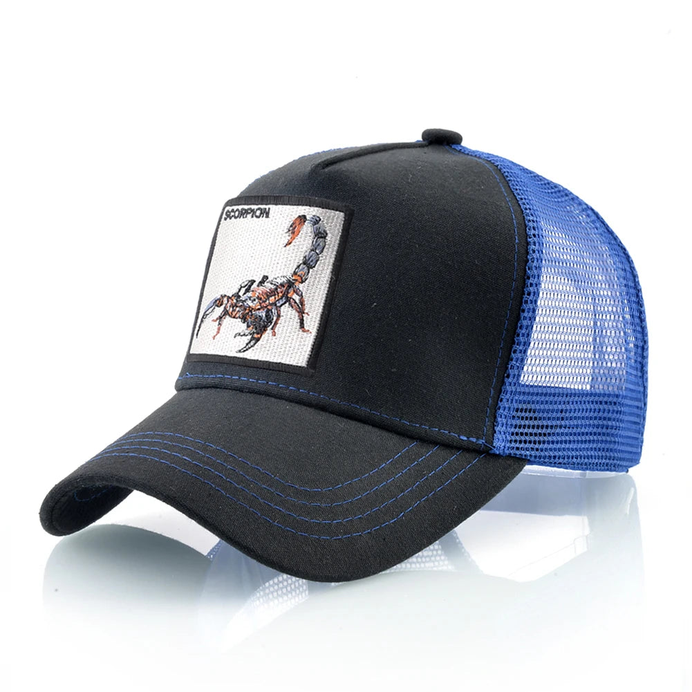 K Four Season Men's Trucker Caps With Scorpion Patch Snapback Hip Hop Baseball Cap For Women Adjustable Unisex Baseball Hats
