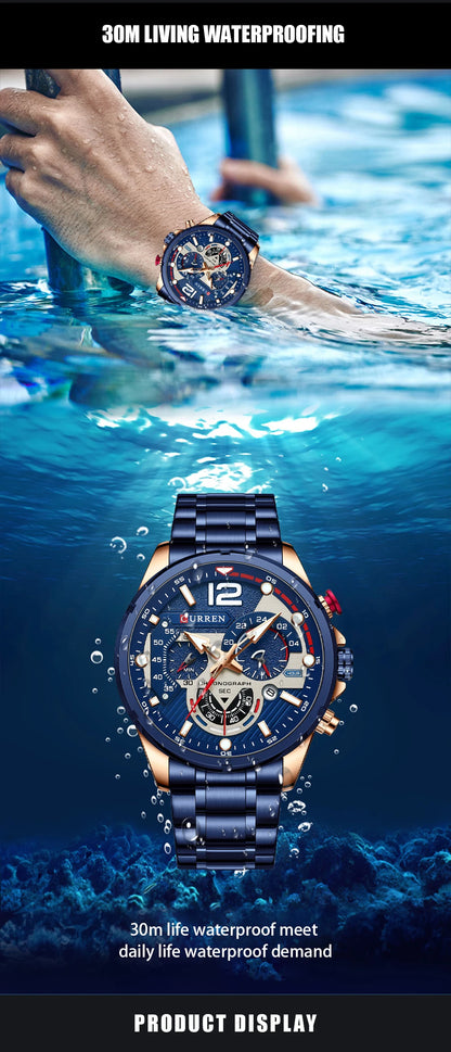 New Watches for Men Top Luxury Brand CURREN Quartz Men’s Watch Sport Waterproof Wrist Watches Chronograph Date Relogio Masculino