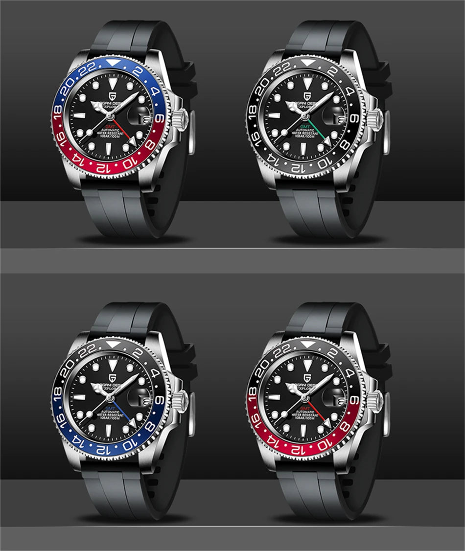 2026 New PAGANI DESIGN Luxury Men Mechanical Watches Stainless Steel GMT Watch Top Brand Sapphire Glass Men Watch reloj hombre