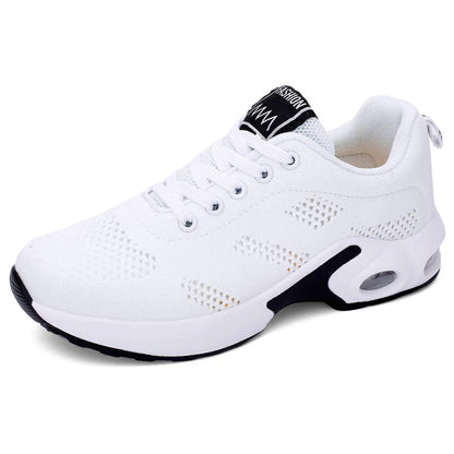 Fashion Women's Lightweight Sneakers Running Outdoor Sports Breathable Mesh Comfortable Air Cushion Lace-Up Shoes