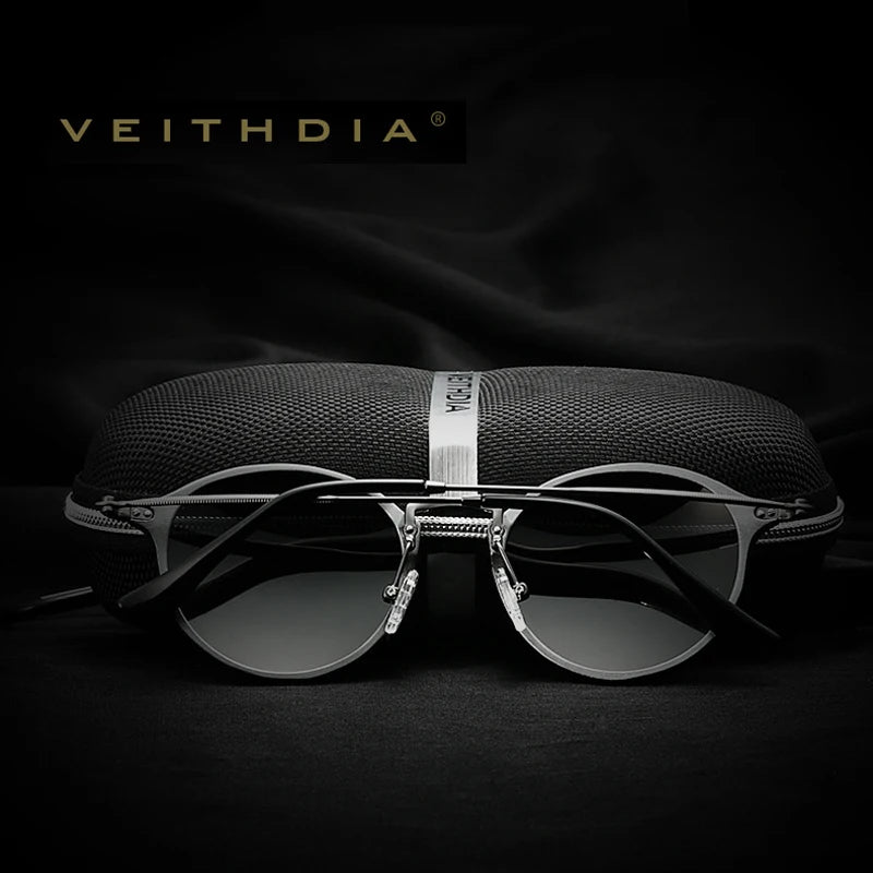 VEITHDIA Herr-solglasögon, fashionabla, runda, unisex, polariserade, spegelbelagda, sport- och bilkörningsglasögon för män och kvinnor 6358