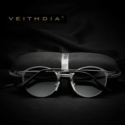 VEITHDIA Herr-solglasögon, fashionabla, runda, unisex, polariserade, spegelbelagda, sport- och bilkörningsglasögon för män och kvinnor 6358