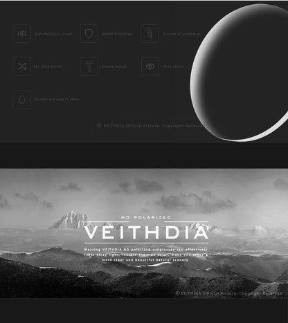 VEITHDIA Herr-solglasögon, fashionabla, runda, unisex, polariserade, spegelbelagda, sport- och bilkörningsglasögon för män och kvinnor 6358