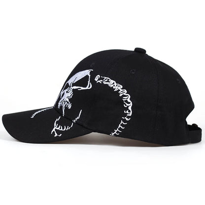 Casquette de baseball unisexe à motif brodé et design squelette, ajustable, pour le plein air, printemps et automne, chapeau décontracté de protection solaire