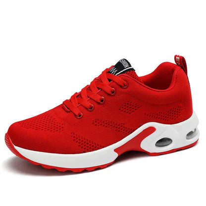 Fashion Women's Lightweight Sneakers Running Outdoor Sports Breathable Mesh Comfortable Air Cushion Lace-Up Shoes