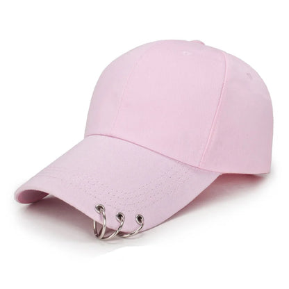 Kvinder Mænd Hip Hop K-pop Snapback-baseballkasket Ensfarvet med ring Sport Dans Rejse Elsker Far-kasket Kasketter Streetwear Justerbar