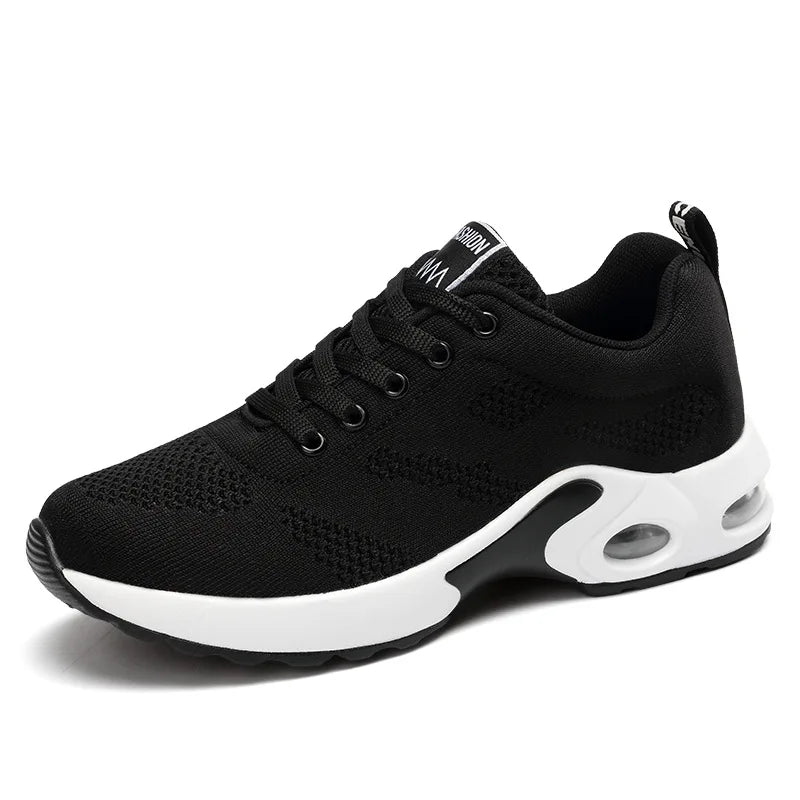 Fashion Women's Lightweight Sneakers Running Outdoor Sports Breathable Mesh Comfortable Air Cushion Lace-Up Shoes