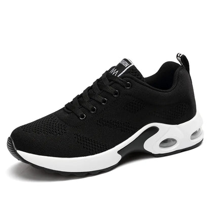 Fashion Women's Lightweight Sneakers Running Outdoor Sports Breathable Mesh Comfortable Air Cushion Lace-Up Shoes