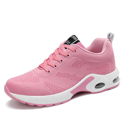 Fashion Women's Lightweight Sneakers Running Outdoor Sports Breathable Mesh Comfortable Air Cushion Lace-Up Shoes