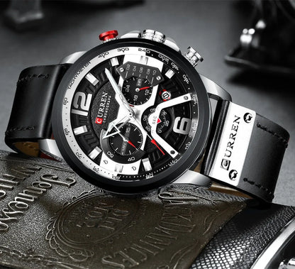 CURREN Casual Sport Watches for Men Blue Top Brand Luxury Military Leather Wrist Watch Man Clock Fashion Chronograph Wristwatch