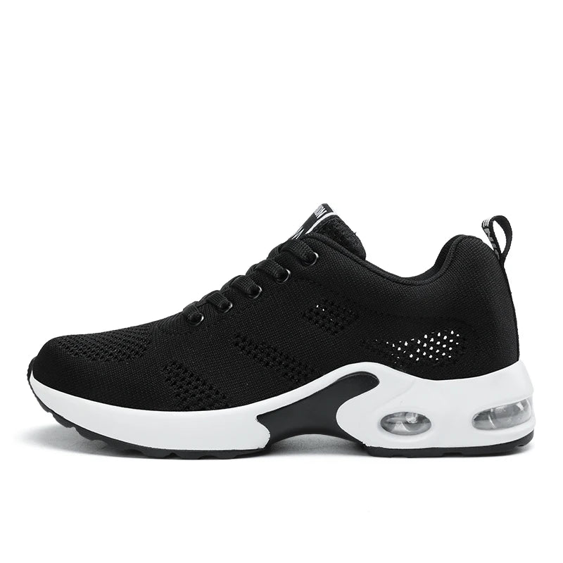 Fashion Women's Lightweight Sneakers Running Outdoor Sports Breathable Mesh Comfortable Air Cushion Lace-Up Shoes