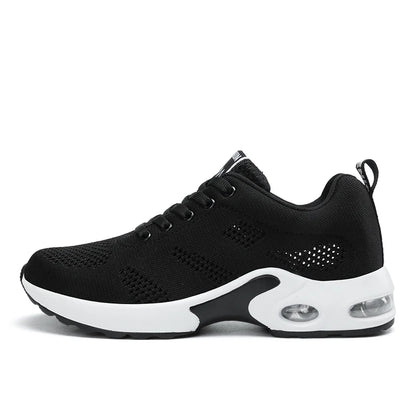 Fashion Women's Lightweight Sneakers Running Outdoor Sports Breathable Mesh Comfortable Air Cushion Lace-Up Shoes