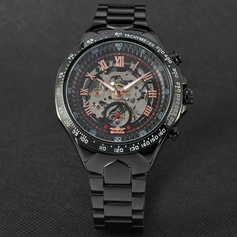 WINNER mekanisk automatisk herreur – Skeletmodel, armbånd i rustfrit stål, sporty design, luksusmærke