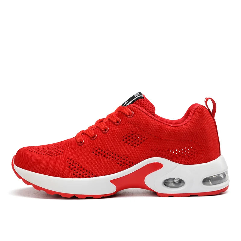 Fashion Women's Lightweight Sneakers Running Outdoor Sports Breathable Mesh Comfortable Air Cushion Lace-Up Shoes