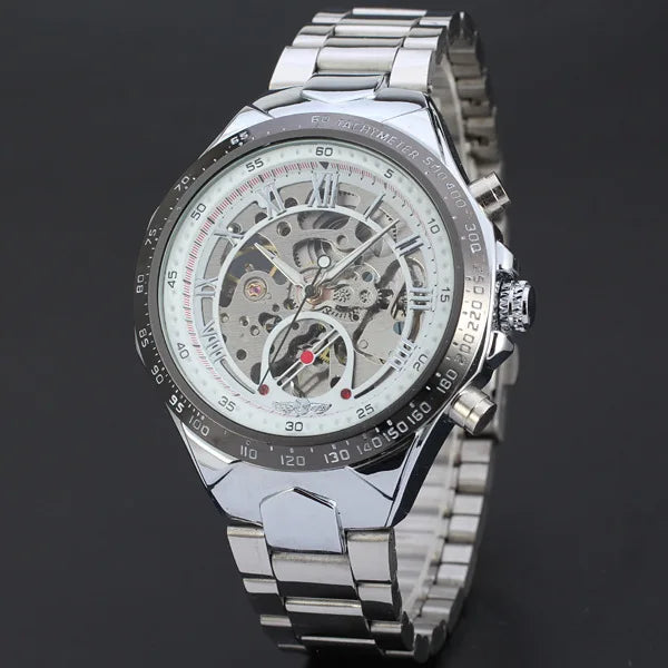 WINNER mekanisk automatisk herreur – Skeletmodel, armbånd i rustfrit stål, sporty design, luksusmærke
