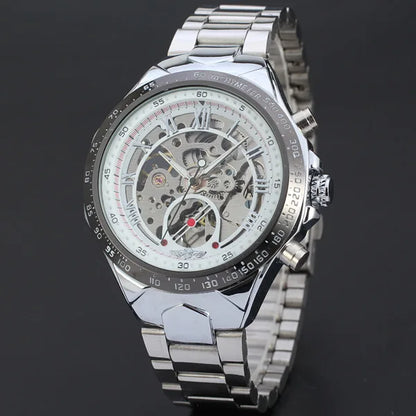 WINNER mekanisk automatisk herreur – Skeletmodel, armbånd i rustfrit stål, sporty design, luksusmærke