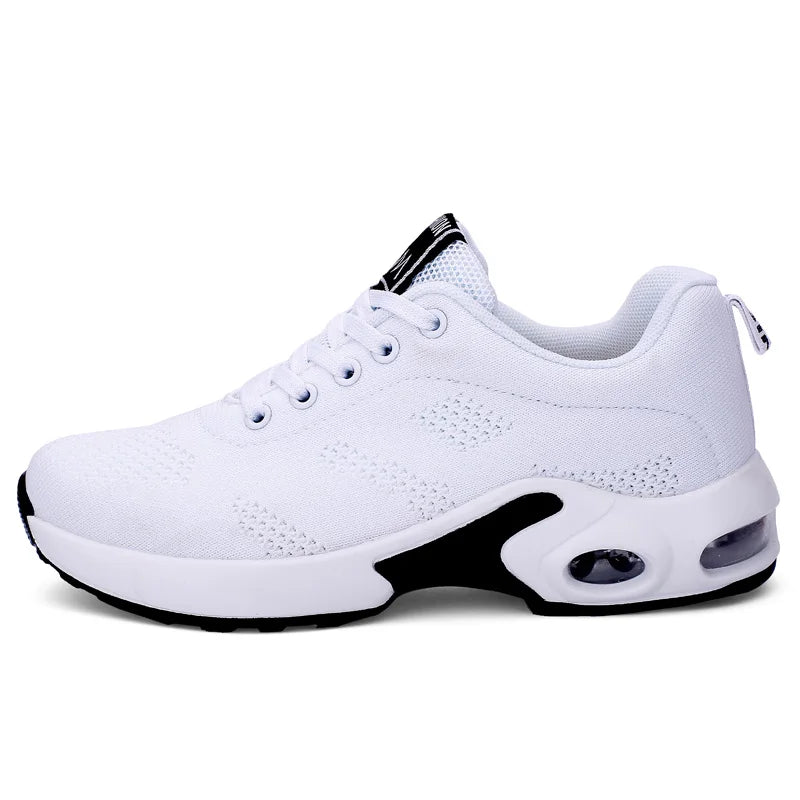 Fashion Women's Lightweight Sneakers Running Outdoor Sports Breathable Mesh Comfortable Air Cushion Lace-Up Shoes
