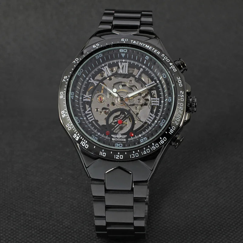 WINNER mekanisk automatisk herreur – Skeletmodel, armbånd i rustfrit stål, sporty design, luksusmærke