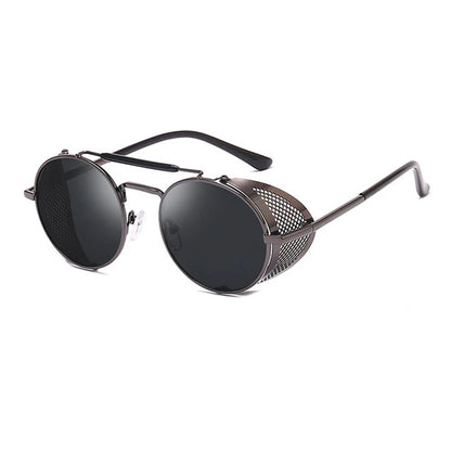 New Steampunk Retro Round Metal Sunglasses Men Women Brand Designer Glasses Metal Shields Shades Oculos De Sol UV400 Eyewear