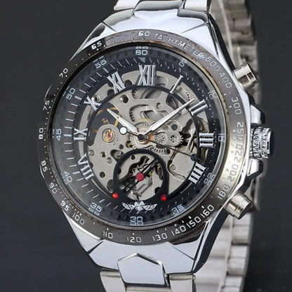 WINNER mekanisk automatisk herreur – Skeletmodel, armbånd i rustfrit stål, sporty design, luksusmærke