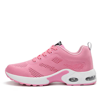 Fashion Women's Lightweight Sneakers Running Outdoor Sports Breathable Mesh Comfortable Air Cushion Lace-Up Shoes