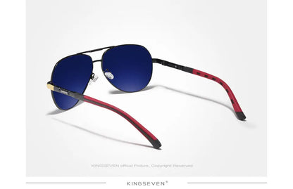 KINGSEVEN – Herr-solglasögon i pilotstil med polariserade UV400-glas och aluminiumram – Bilglasögon för kvinnor – Vardagsglasögon