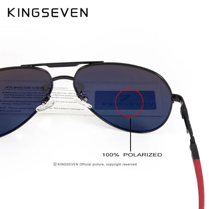 KINGSEVEN – Herr-solglasögon i pilotstil med polariserade UV400-glas och aluminiumram – Bilglasögon för kvinnor – Vardagsglasögon
