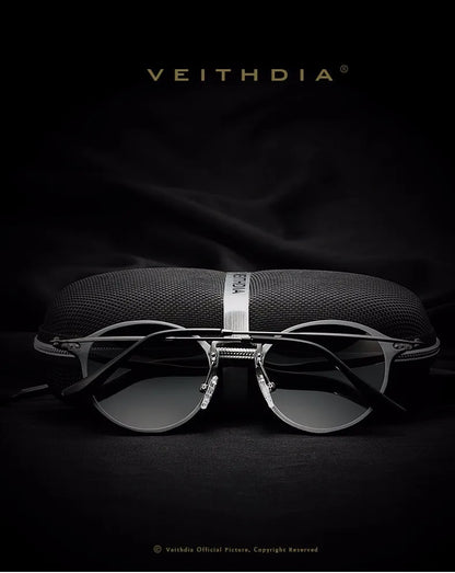 VEITHDIA Herr-solglasögon, fashionabla, runda, unisex, polariserade, spegelbelagda, sport- och bilkörningsglasögon för män och kvinnor 6358