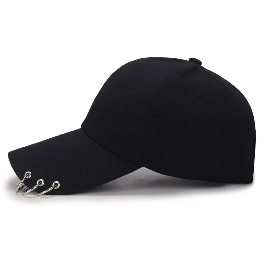 Kvinder Mænd Hip Hop K-pop Snapback-baseballkasket Ensfarvet med ring Sport Dans Rejse Elsker Far-kasket Kasketter Streetwear Justerbar