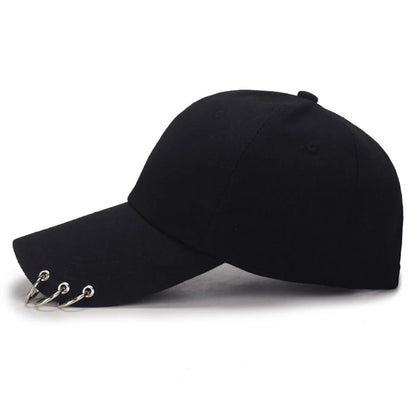 Kvinder Mænd Hip Hop K-pop Snapback-baseballkasket Ensfarvet med ring Sport Dans Rejse Elsker Far-kasket Kasketter Streetwear Justerbar
