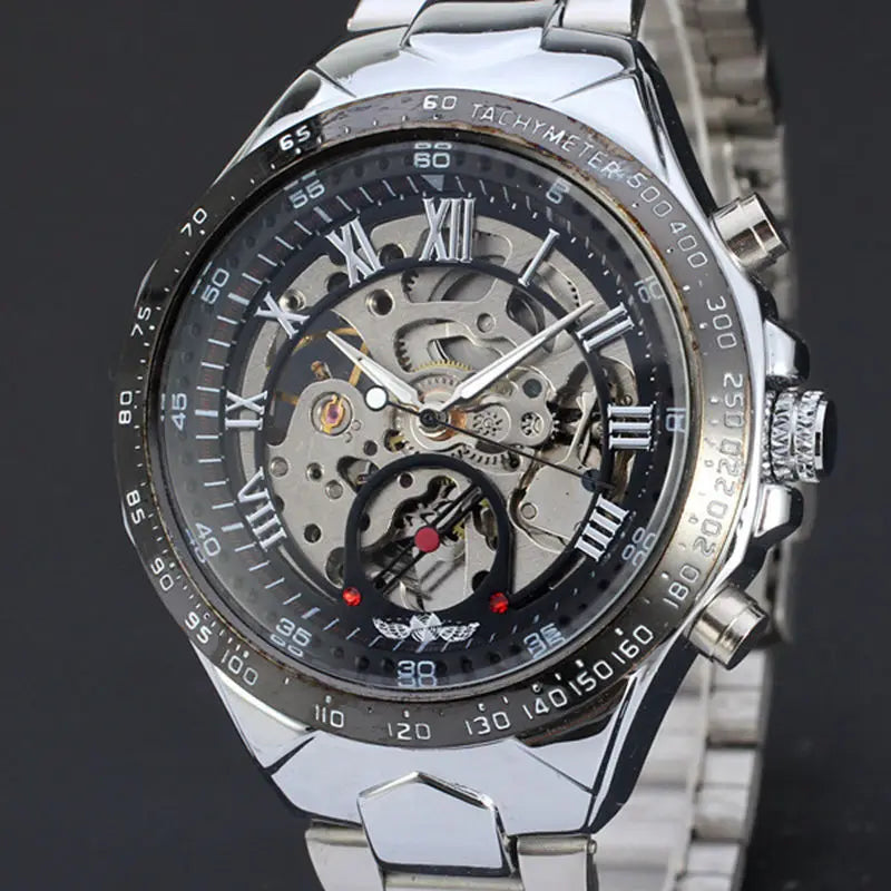 WINNER mekanisk automatisk herreur – Skeletmodel, armbånd i rustfrit stål, sporty design, luksusmærke