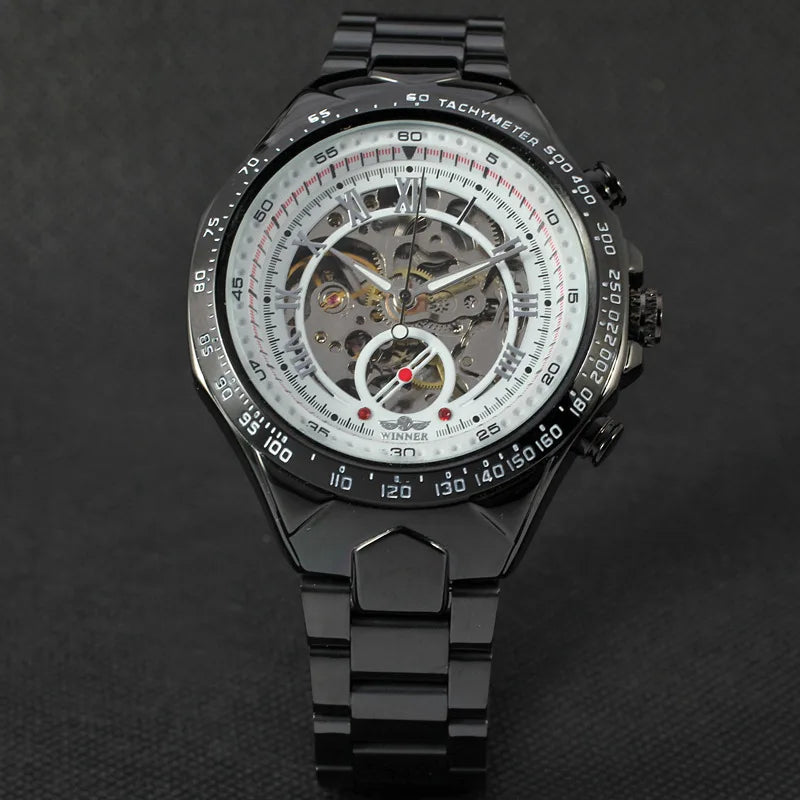 WINNER mekanisk automatisk herreur – Skeletmodel, armbånd i rustfrit stål, sporty design, luksusmærke