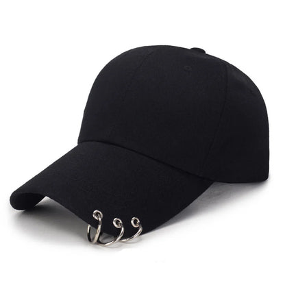 Kvinder Mænd Hip Hop K-pop Snapback-baseballkasket Ensfarvet med ring Sport Dans Rejse Elsker Far-kasket Kasketter Streetwear Justerbar