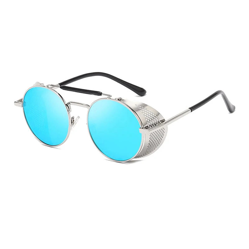 New Steampunk Retro Round Metal Sunglasses Men Women Brand Designer Glasses Metal Shields Shades Oculos De Sol UV400 Eyewear