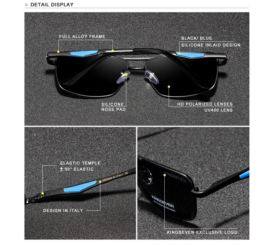 KINGSEVEN Brand Classic Square Polarized Sunglasses Men's Driving Male Sun Glasses Eyewear UV400 Blocking Protection Oculos